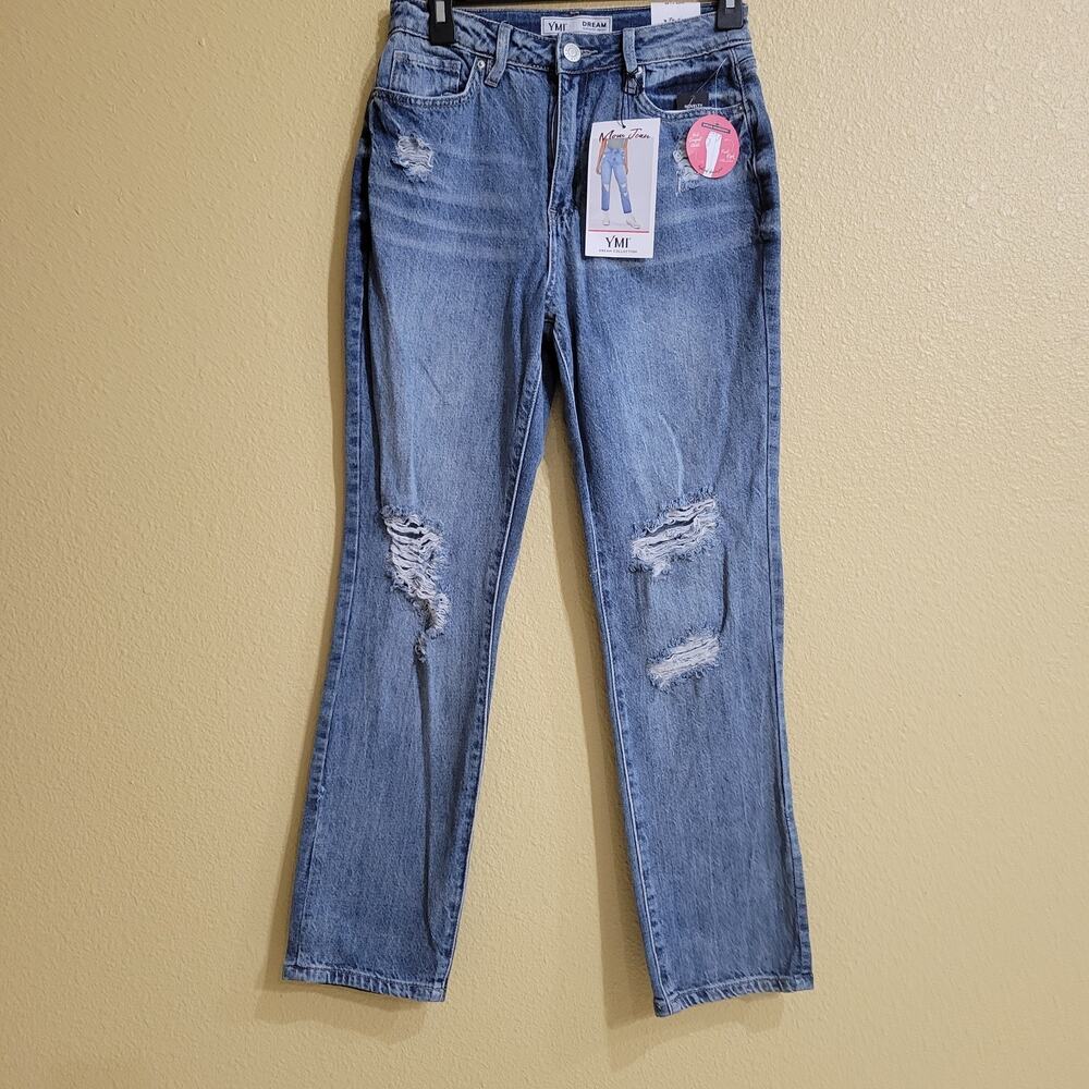 YMI Dream Collection Blue Women's Distressed Jeans Sz 7/28 Mom Jeans